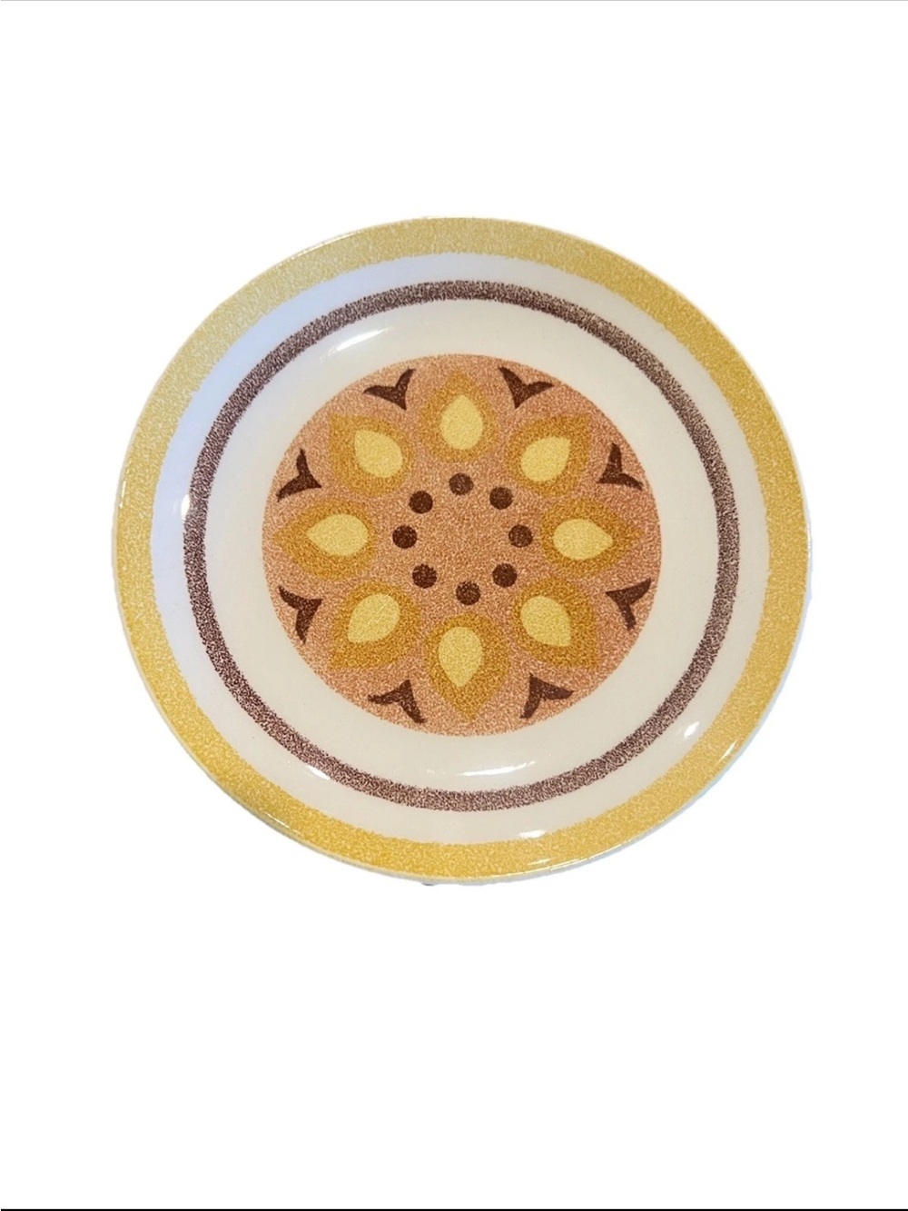 Vintage 1960’s Taylor Smith Taylor Yellow Star Salad Plate Brown/yellow Mid Mod